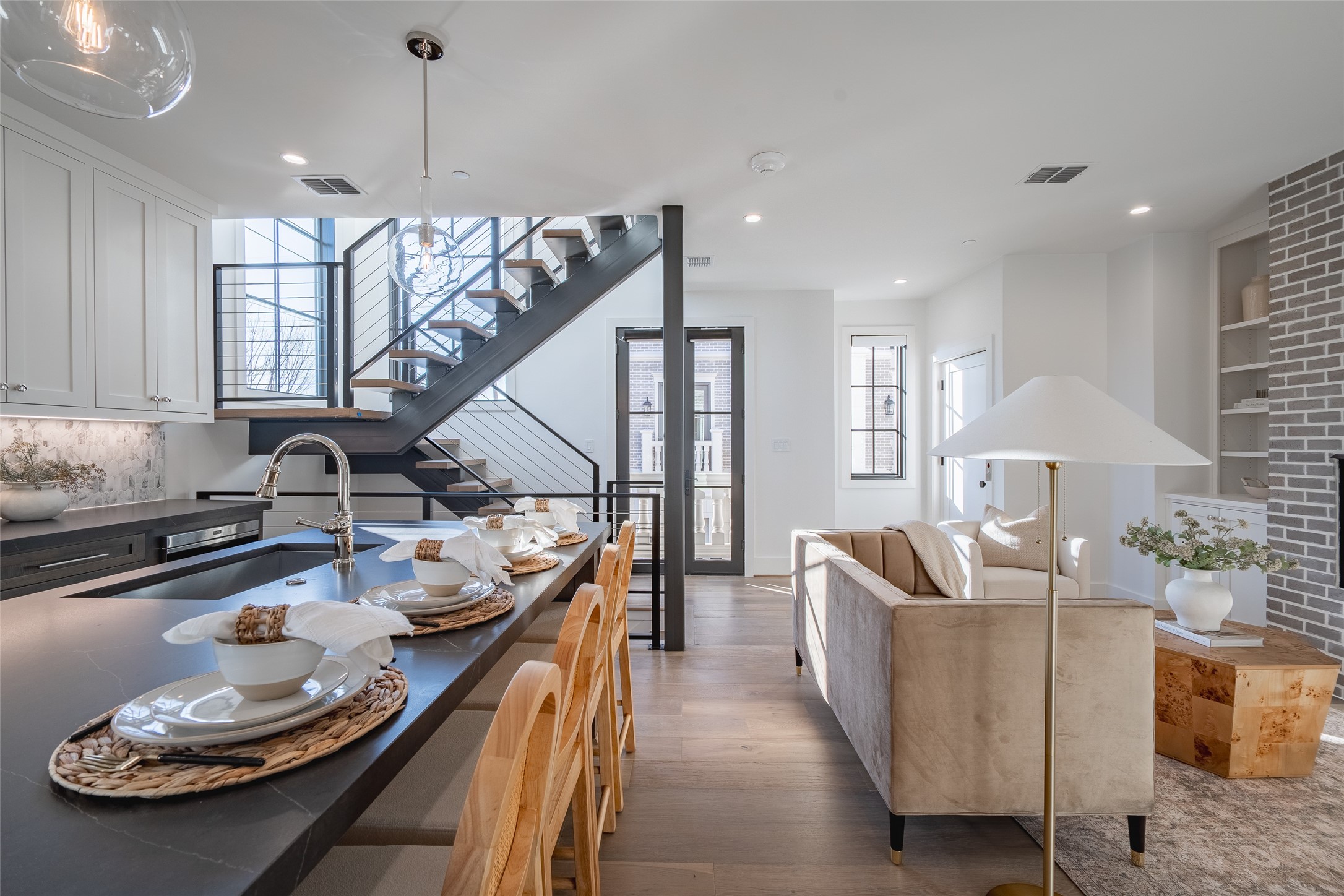 Open concept kitchen and living