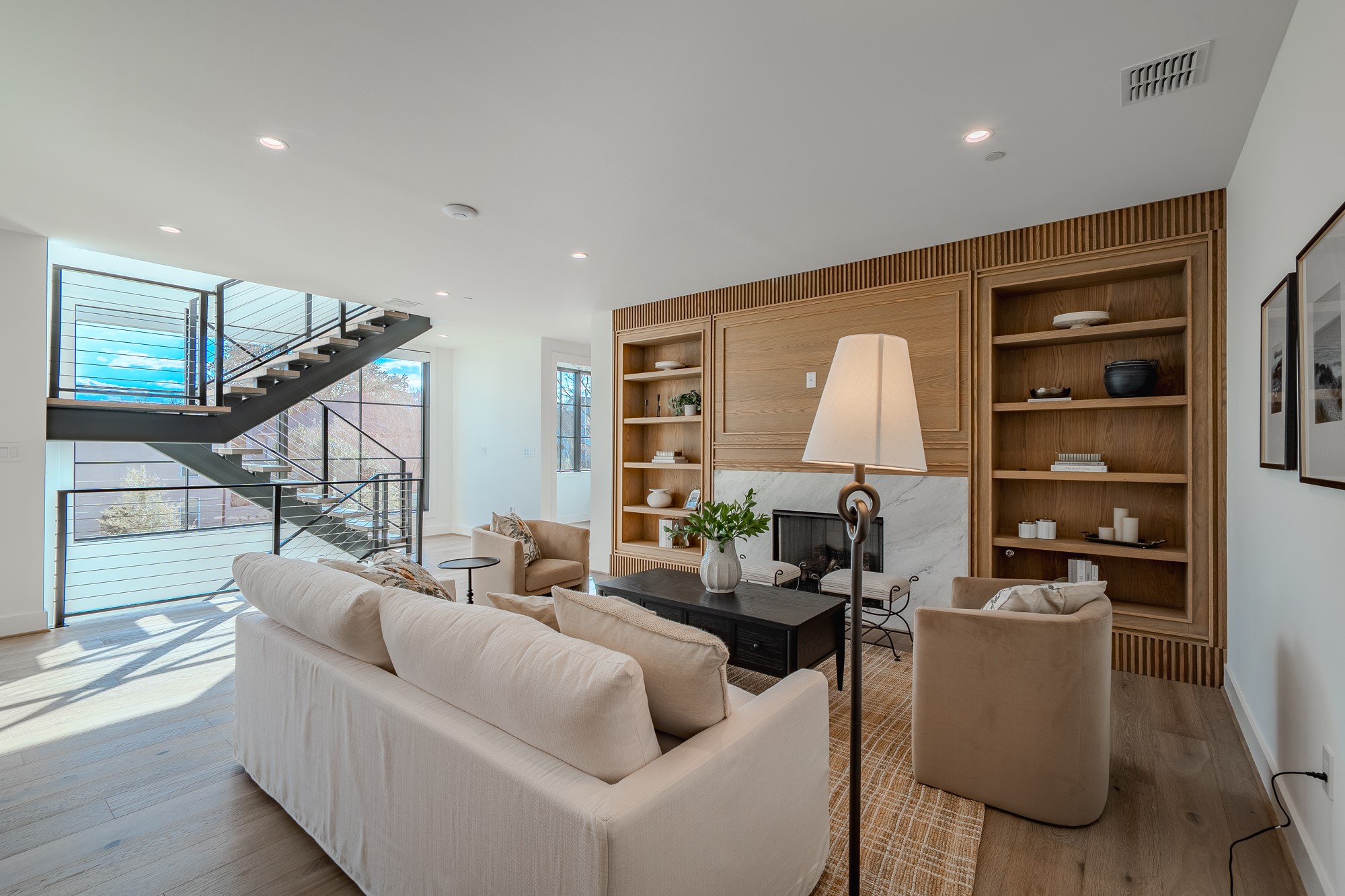 Living room with fireplace